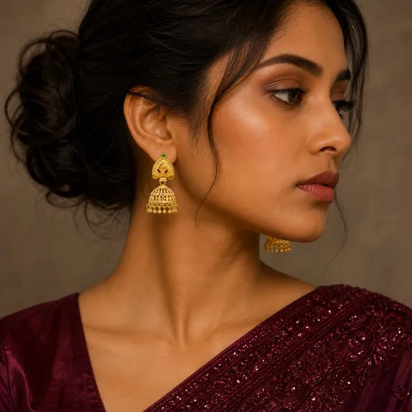 Gold_Plated_Meenakari_Ghungroo_Mesh_Temple_Jhumki_Earrings