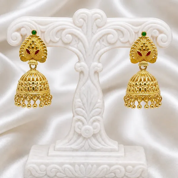 Gold_Plated_Meenakari_Ghungroo_Mesh_Temple_Jhumki_Earrings