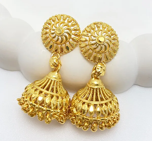 Gold_Plated_Petal_Mesh_Ghungroo_Temple_Jhumki_Earrings_For_Women