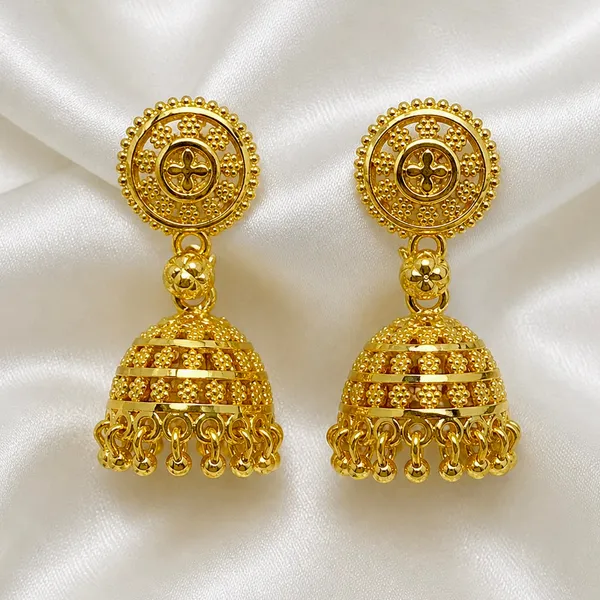 Gold_Plated_Floral_Ghungroo_Mesh_Jhumki_Earrings_For_Women