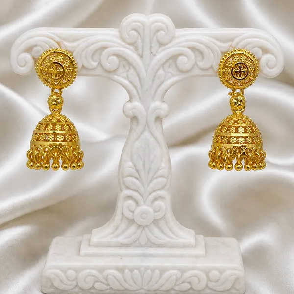 Gold_Plated_Floral_Ghungroo_Mesh_Jhumki_Earrings_For_Women