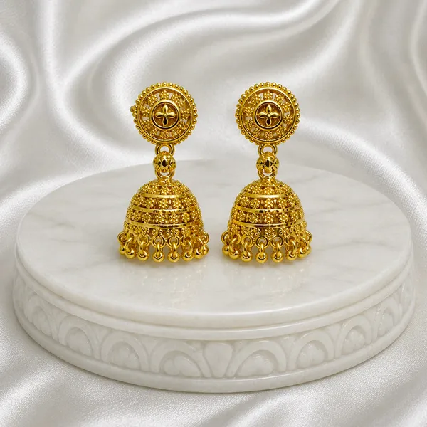 Gold_Plated_Floral_Ghungroo_Mesh_Jhumki_Earrings_For_Women