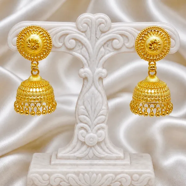 Gold_Copper_Coin_Stud_Mesh_Temple_Jhumki_Earrings_For_Women