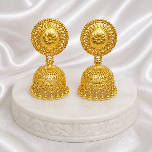Gold_Copper_Coin_Stud_Mesh_Temple_Jhumki_Earrings_For_Women