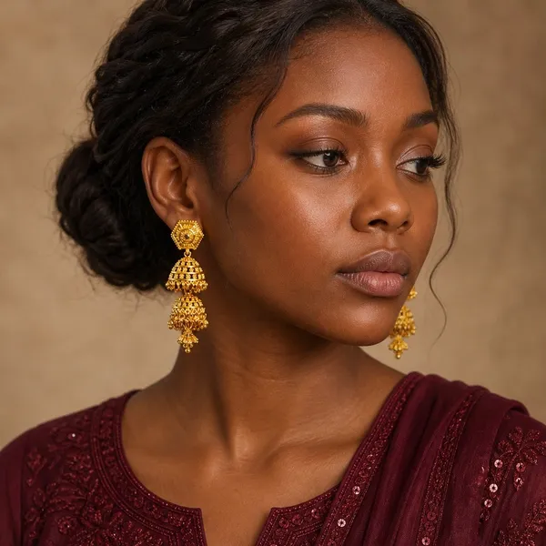 Gold_Plated_Copper_Hexagonal_Double_Layer_Ghungroo_Jhumki_Earrings