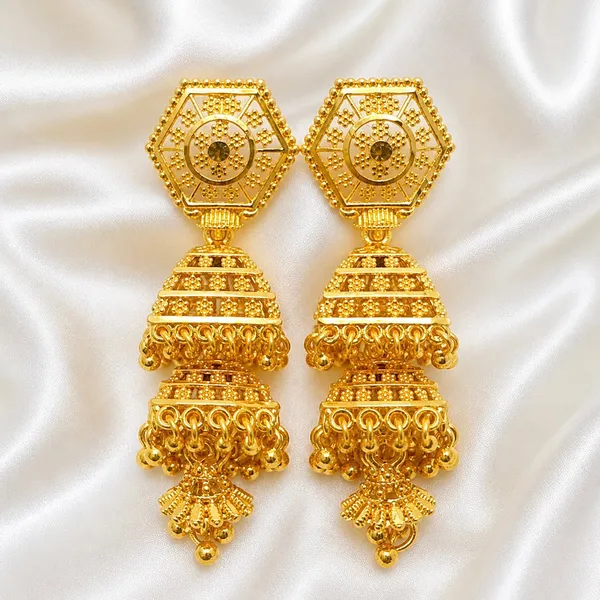 Gold_Plated_Copper_Hexagonal_Double_Layer_Ghungroo_Jhumki_Earrings