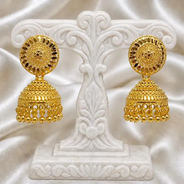Gold_Plated_Disc_Dome_Ghungroo_Temple_Style_Jhumka_Earrings_For_Women