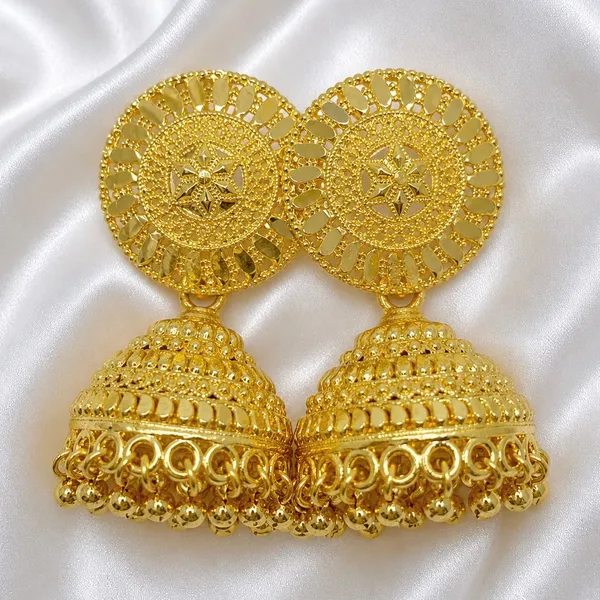 Gold_Plated_Disc_Dome_Ghungroo_Temple_Style_Jhumka_Earrings_For_Women