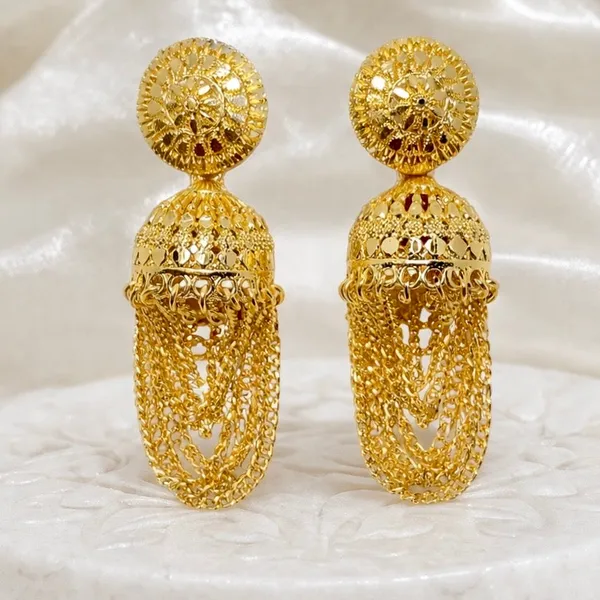 Gold_Plated_Chain_Tassel_Temple_Jhumki_Earrings_For_Women