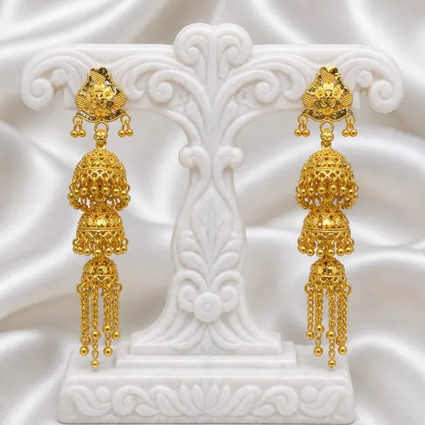 Gold_Plated_Floral_Tiered_Ghungroo_Jhumka_Earrings_For_Women