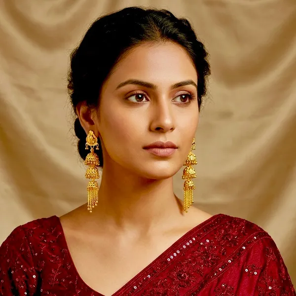 Gold_Plated_Floral_Tiered_Ghungroo_Jhumka_Earrings_For_Women