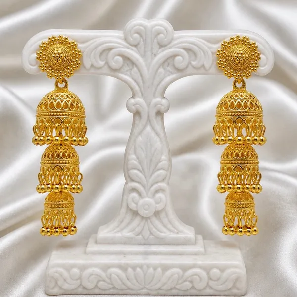 Gold_Copper_Triple_Dome_Ghungroo_Jhumka_Earrings_For_Women