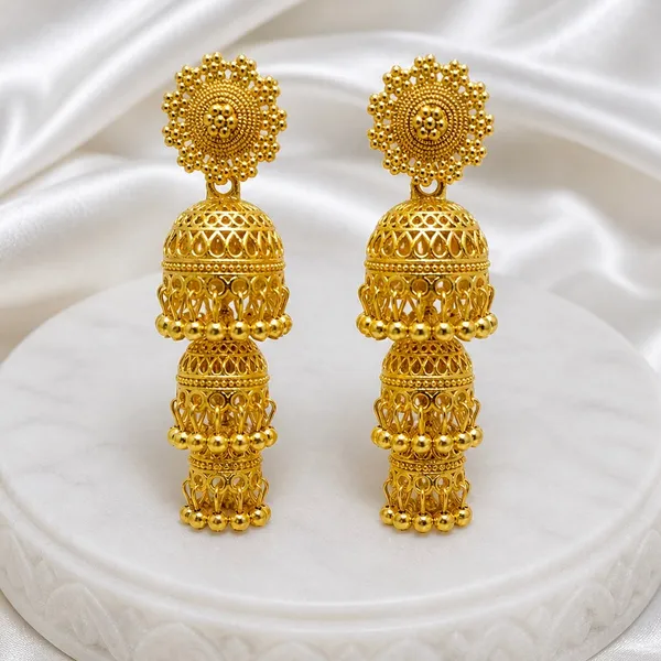 Gold_Copper_Triple_Dome_Ghungroo_Jhumka_Earrings_For_Women
