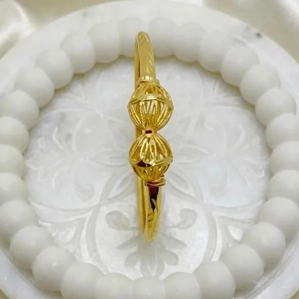 Gold_Micro_Plated_Copper_Traditional_Double_Bead_Bangle_Set_Of_2