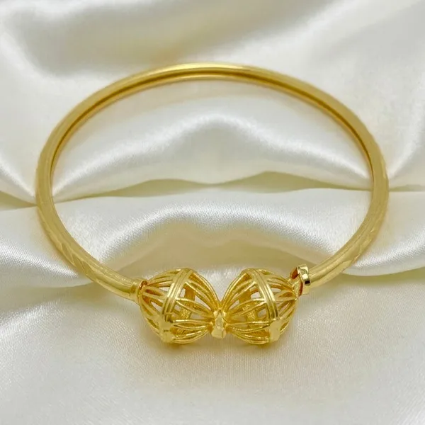 Gold_Micro_Plated_Copper_Traditional_Double_Bead_Bangle_Set_Of_2