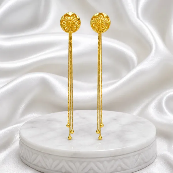 Gold_Micro_Plated_Geometric_Floral_Chain_Tassel_Earrings_For_Women