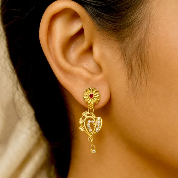 Gold_Plated_Ad_Ruby_Floral_Drop_Earrings_For_Women