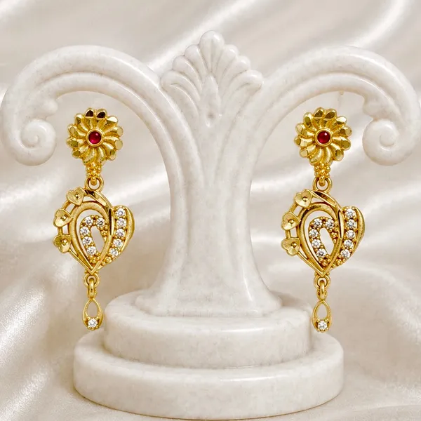 Gold_Plated_Ad_Ruby_Floral_Drop_Earrings_For_Women