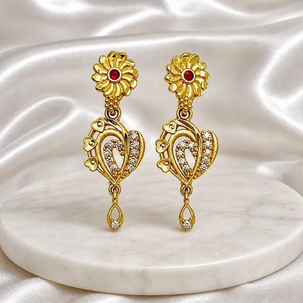 Gold_Plated_Ad_Ruby_Floral_Drop_Earrings_For_Women