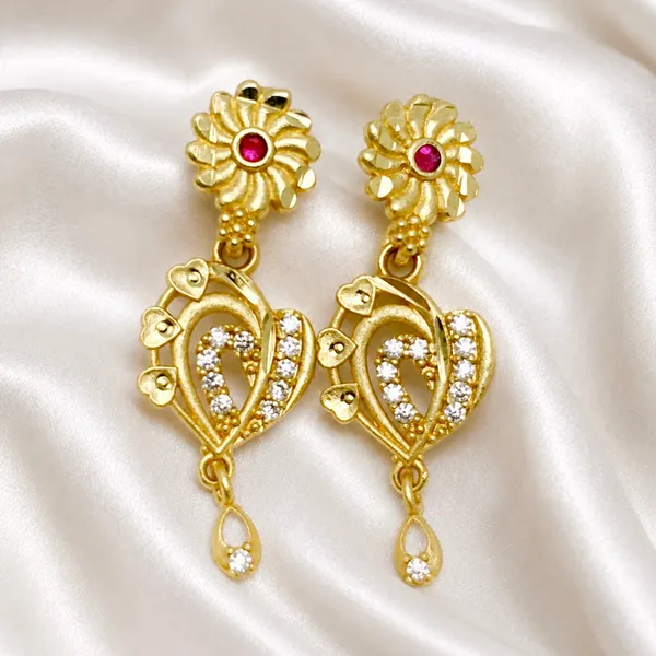 Gold_Plated_Ad_Ruby_Floral_Drop_Earrings_For_Women