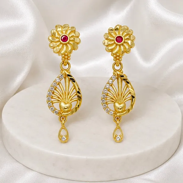 Gold_Micro_Plated_Floral_Ruby_Ad_Teardrop_Earrings_For_Women