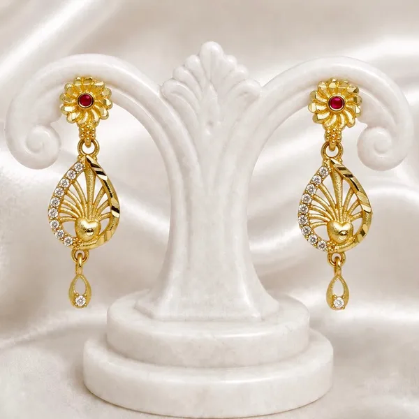 Gold_Micro_Plated_Floral_Ruby_Ad_Teardrop_Earrings_For_Women