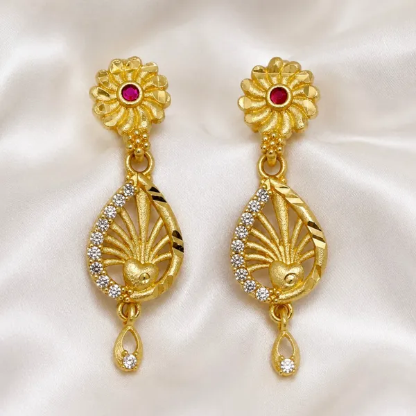 Gold_Micro_Plated_Floral_Ruby_Ad_Teardrop_Earrings_For_Women
