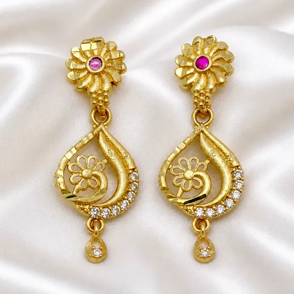 Gold_Micro_Plated_Floral_Ruby_Ad_Teardrop_Drop_Earrings_For_Women