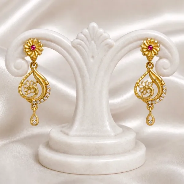 Gold_Micro_Plated_Floral_Ruby_Ad_Teardrop_Drop_Earrings_For_Women