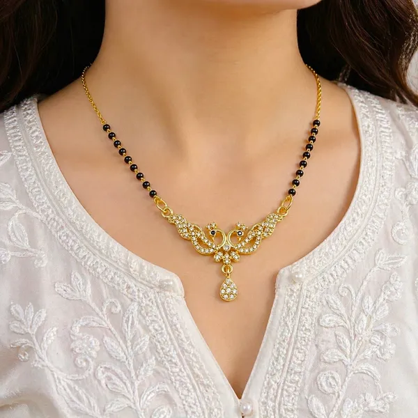 Black_18K_Gold_Plated_Ad_Stone_Peacock_Mangalsutra_Pendant