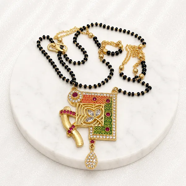 Gold_18K_Plated_Meenakari_Ad_Stone_Heart_Motif_Mangalsutra_Pendant