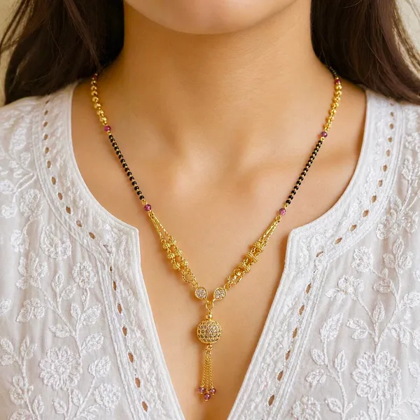Gold_Stainless_Steel_Ad_Ruby_Spherical_Mangalsutra_Pendant_For_Women