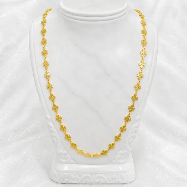 Gold_Micro_Plated_Clover_Floral_Link_Neck_Chain_For_Women