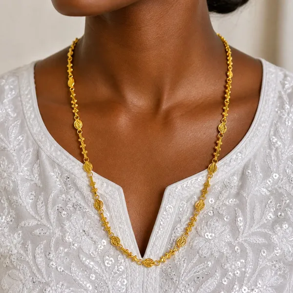 Gold_Micro_Plated_Copper_Bead_Bar_Link_Neck_Chain_For_Women