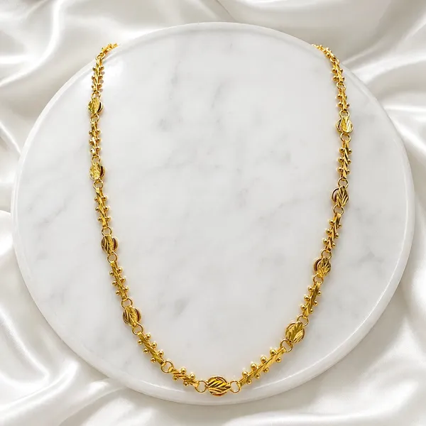 Gold_Micro_Plated_Copper_Bead_Bar_Link_Neck_Chain_For_Women