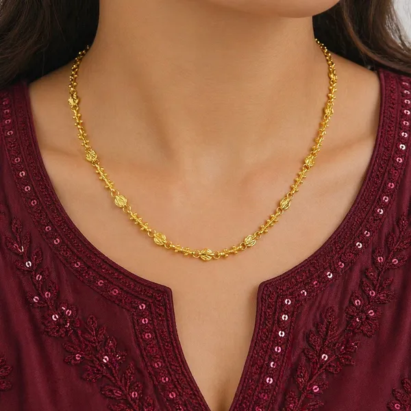 Gold_Micro_Plated_Copper_Bead_Bar_Link_Neck_Chain_For_Women