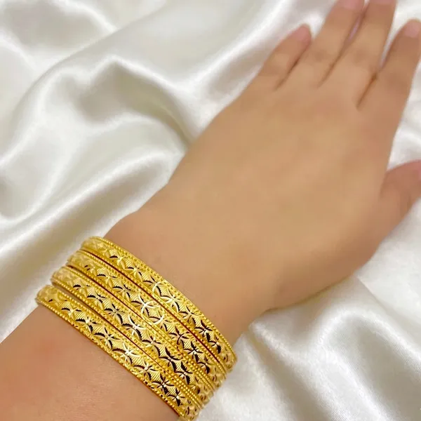 Gold_Micro_Plated_Dubai_Engraved_Traditional_Bangle_Pair