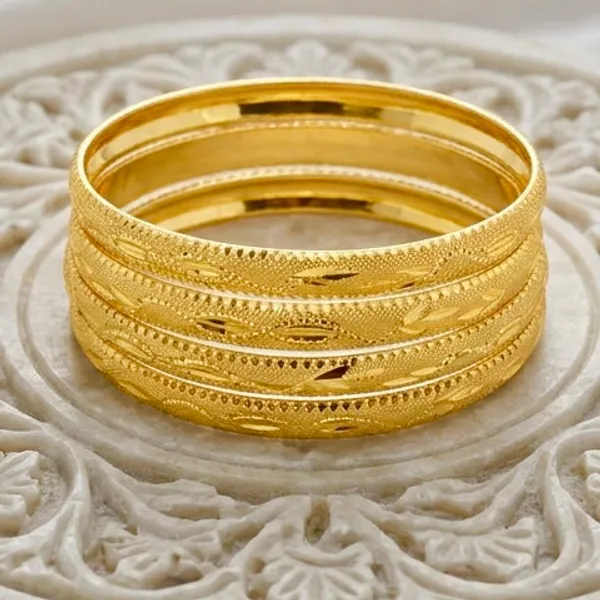 Gold_Micro_Plated_Copper_Traditional_Handcrafted_Bangle_Set_Of_4