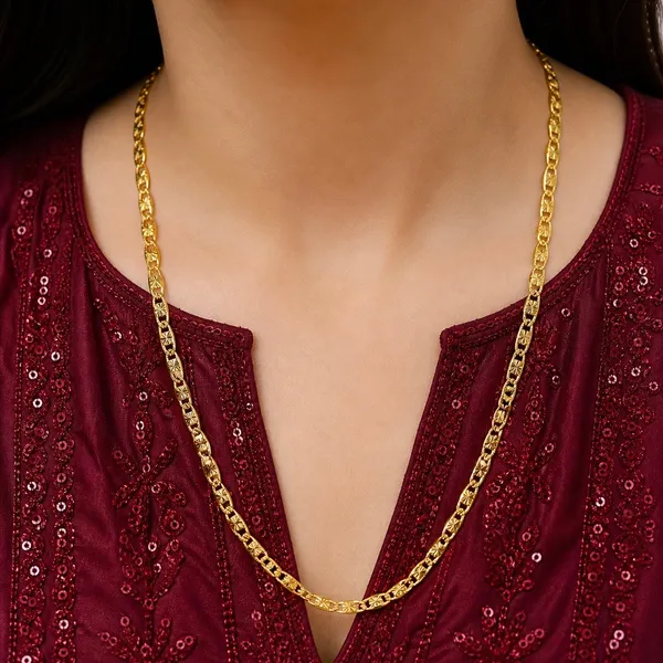 Gold_Micro_Plated_Copper_Textured_Oval_Link_Neck_Chain_For_Women