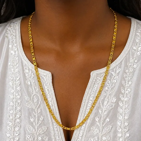Gold_Micro_Plated_Copper_Textured_Oval_Link_Neck_Chain_For_Women