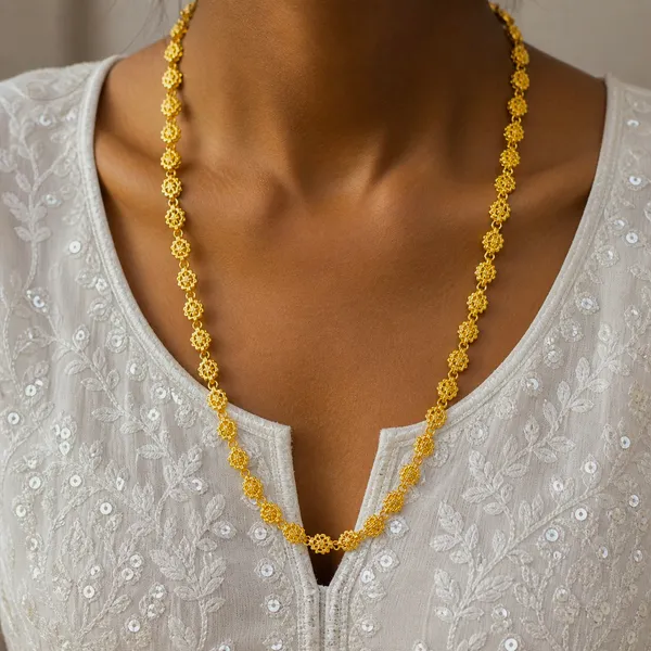 Gold_Micro_Plated_Floral_Link_Neck_Chain_For_Women