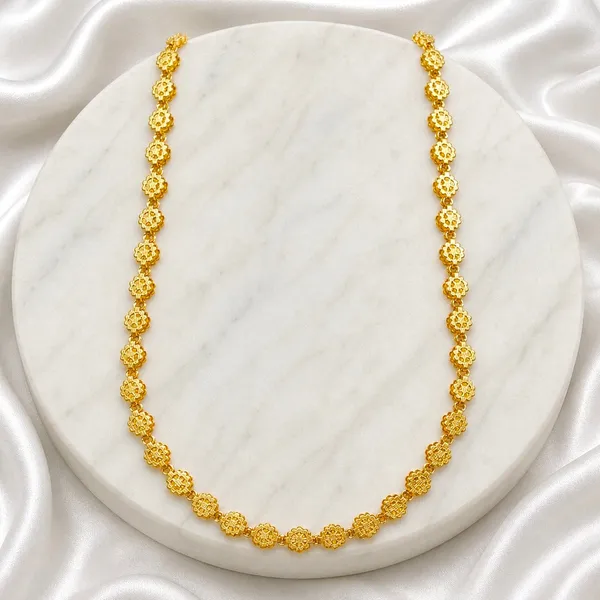 Gold_Micro_Plated_Floral_Link_Neck_Chain_For_Women