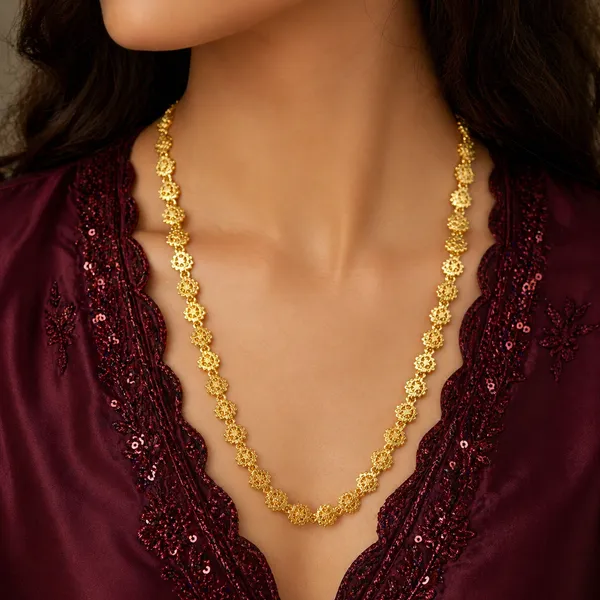 Gold_Micro_Plated_Floral_Link_Neck_Chain_For_Women