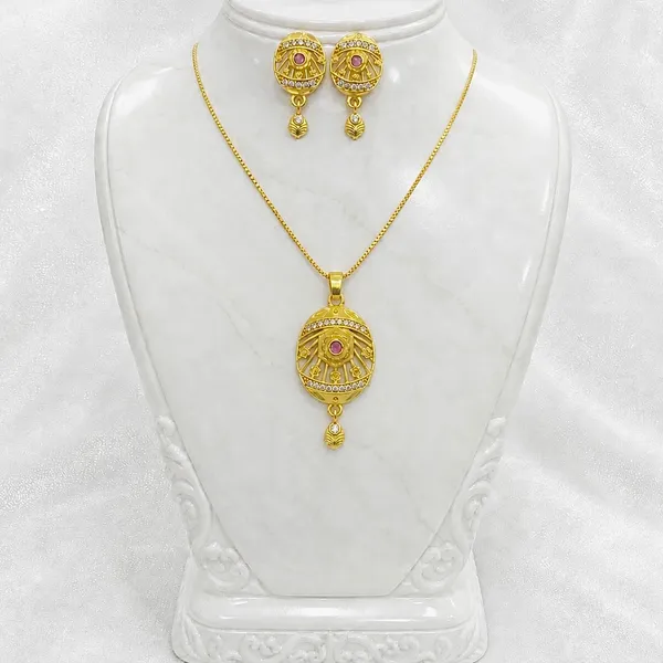Gold_Micro-Plated_Ad_Ruby_Oval_Pendant_Necklace_Set_For_Women