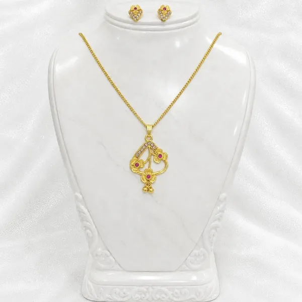 Gold_Micro_Plated_Ad_Ruby_Floral_Pendant_Necklace_Set_For_Women