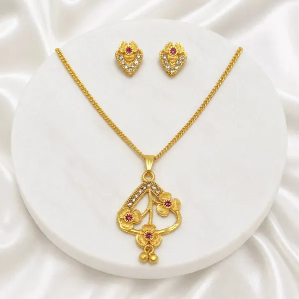 Gold_Micro_Plated_Ad_Ruby_Floral_Pendant_Necklace_Set_For_Women