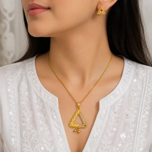 Gold_Micro_Plated_Triangle_Ad_Ruby_Pendant_Necklace_Set_For_Women