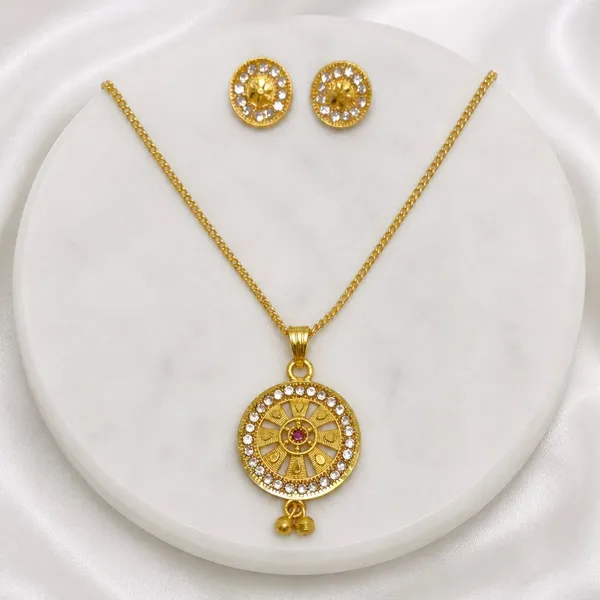 Gold_Micro_Plated_Ad_Ruby_Circular_Halo_Necklace_Earring_Set