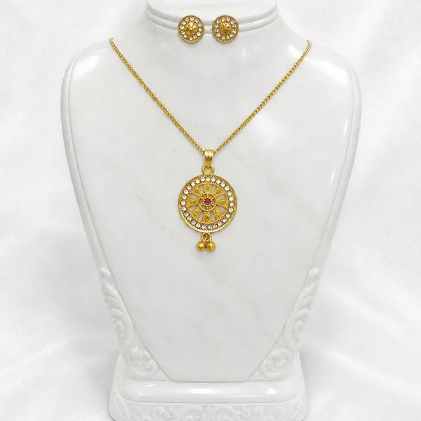 Gold_Micro_Plated_Ad_Ruby_Circular_Halo_Necklace_Earring_Set