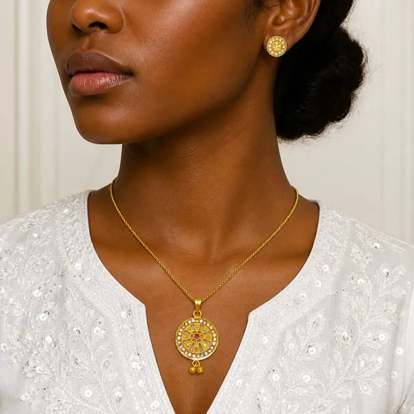 Gold_Micro_Plated_Ad_Ruby_Circular_Halo_Necklace_Earring_Set
